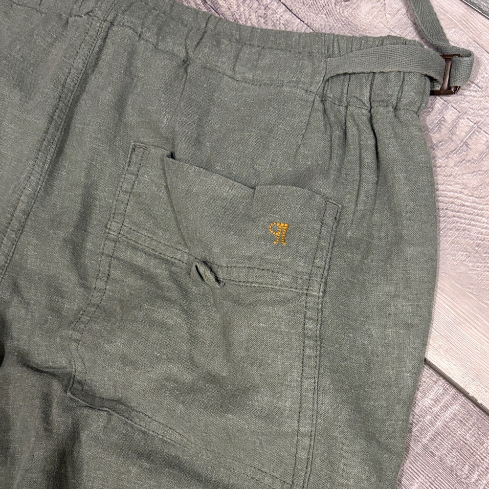 Pilcro Olive Green Linen Blend Elastic Waist Pants EUC Small - Picture 8 of 9